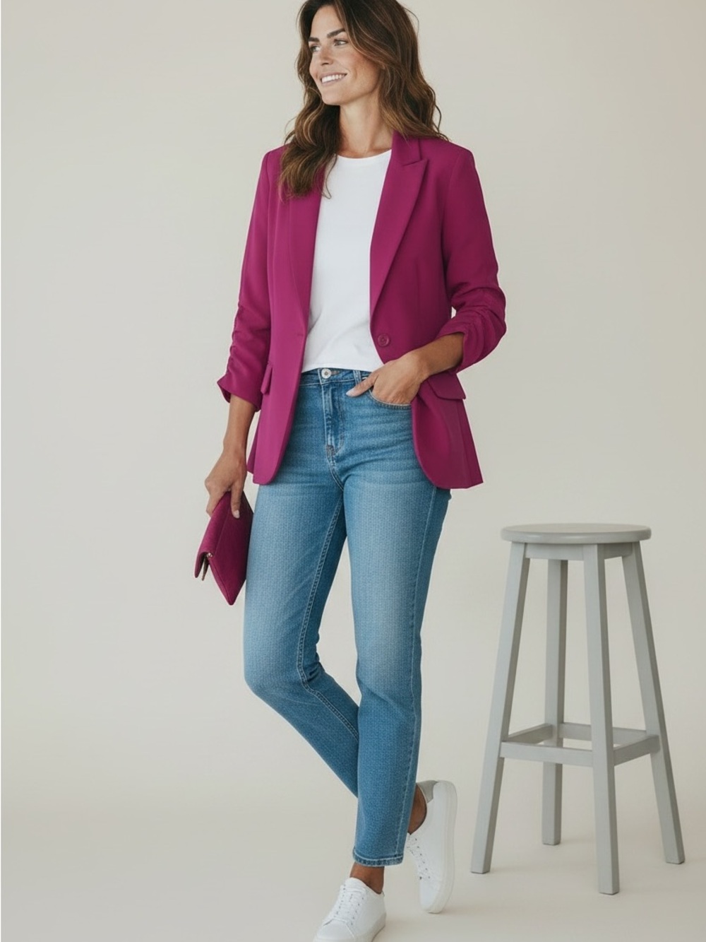 MICHAEL Michael Kors Fuchsia Single-Breasted Blazer